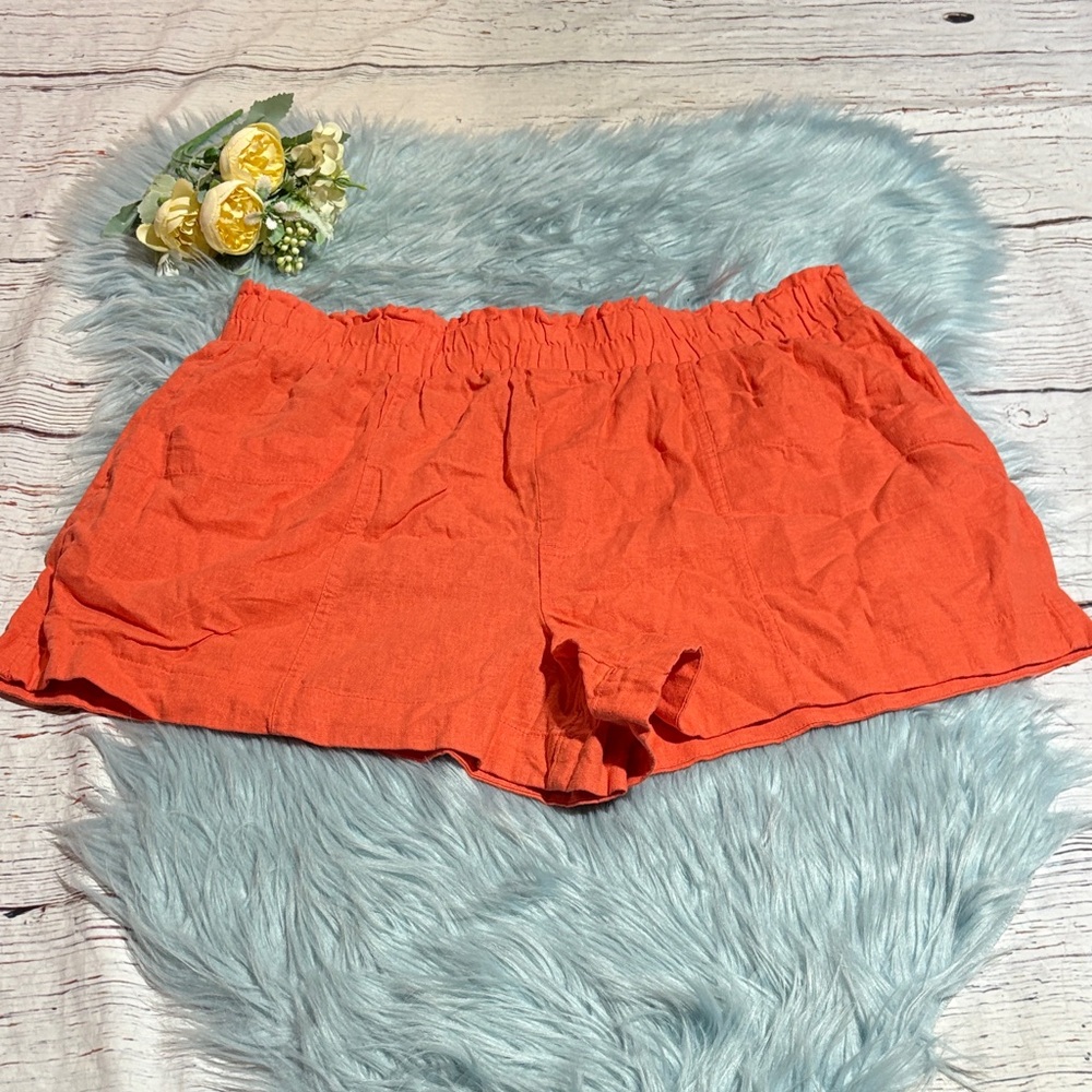 A New Day Linen Blend High Waist Orange Shorts sz XL